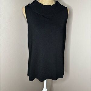 Vintage Chico's Black Ribbed Knit Cowl Neck Top Size 3
